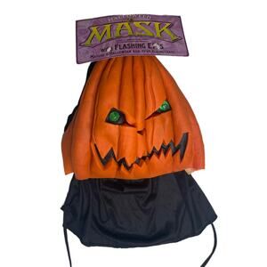 Vintage '97 Paper Magic Group Scary Jack O'Lantern Flashing Eyes Halloween Mask